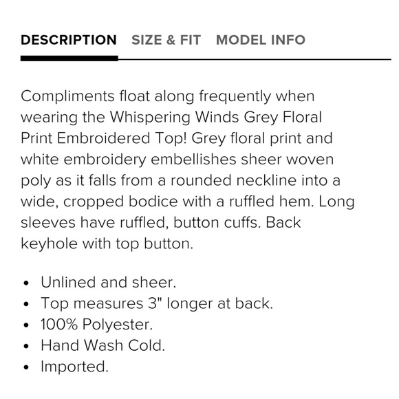 Lulus whispering winds gray floral embroidered top - Picture 3 of 9